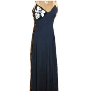 VTG Black sequined maxi formal dress